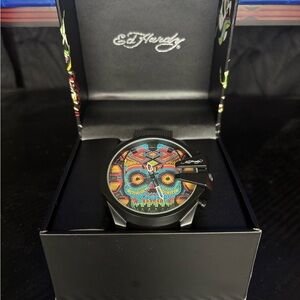 Ed Hardy Black Watch with Vibrant Skull Dial